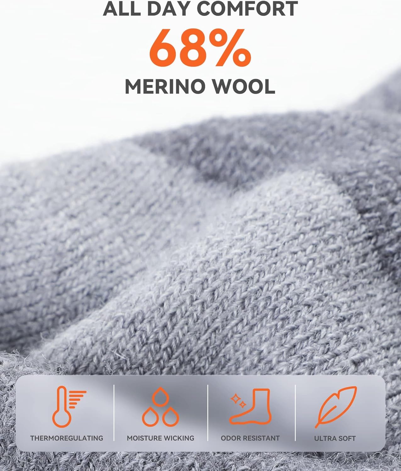 2 Pack Merino Wool Hiking Socks, Made in USA, Moisture Wicking Cushion Socks for Men & Women