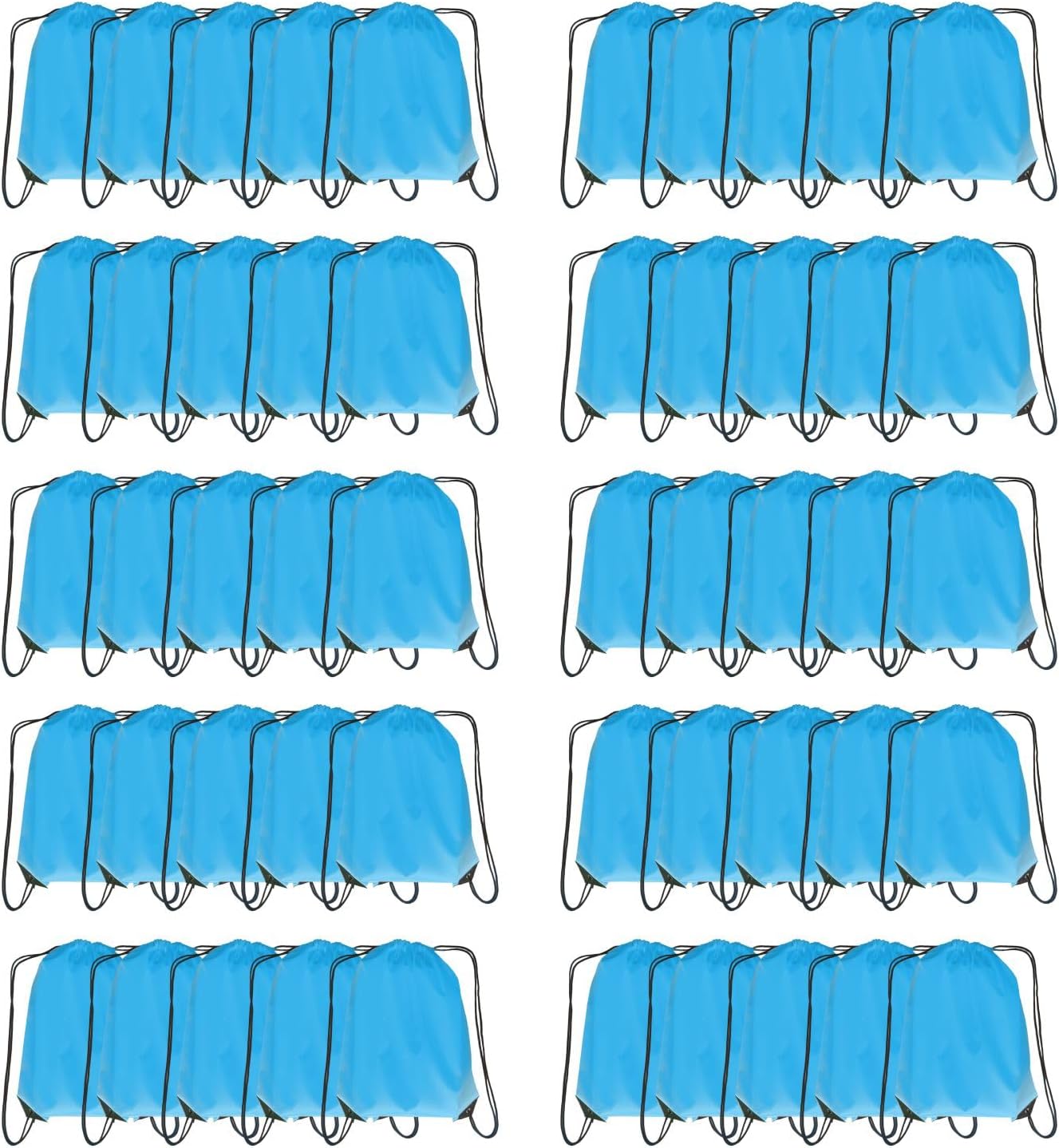 Drawstring Backpack Bulk 50 Packs Draw String Backpack Bags DIY Gym Sports Traveling Trip ride Pedestrianism Yoga Cinch Bag Sackpack Drawstring (sky blue)