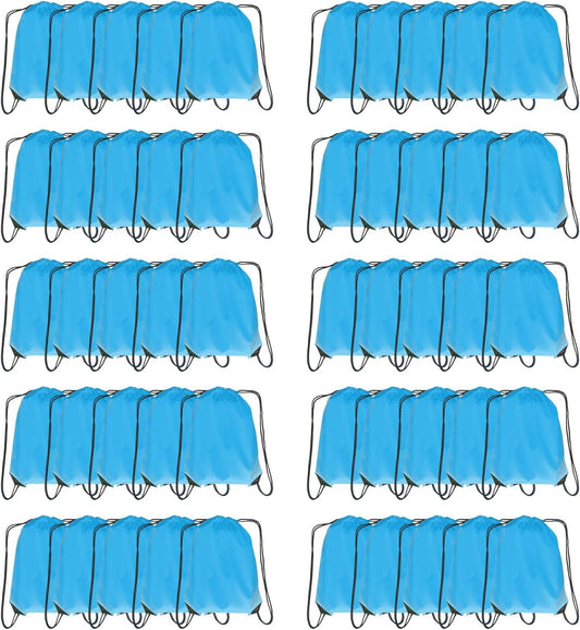 Drawstring Backpack Bulk 50 Packs Draw String Backpack Bags DIY Gym Sports Traveling Trip ride Pedestrianism Yoga Cinch Bag Sackpack Drawstring (sky blue)