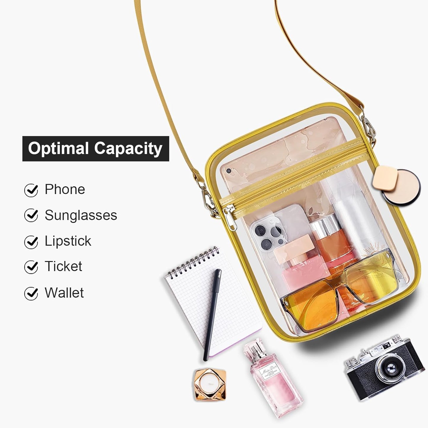 USPECLARE Clear Purse Stadium Transparent Messenger Bag Stadium Approved for Men and Women Clear CrossBody Bag