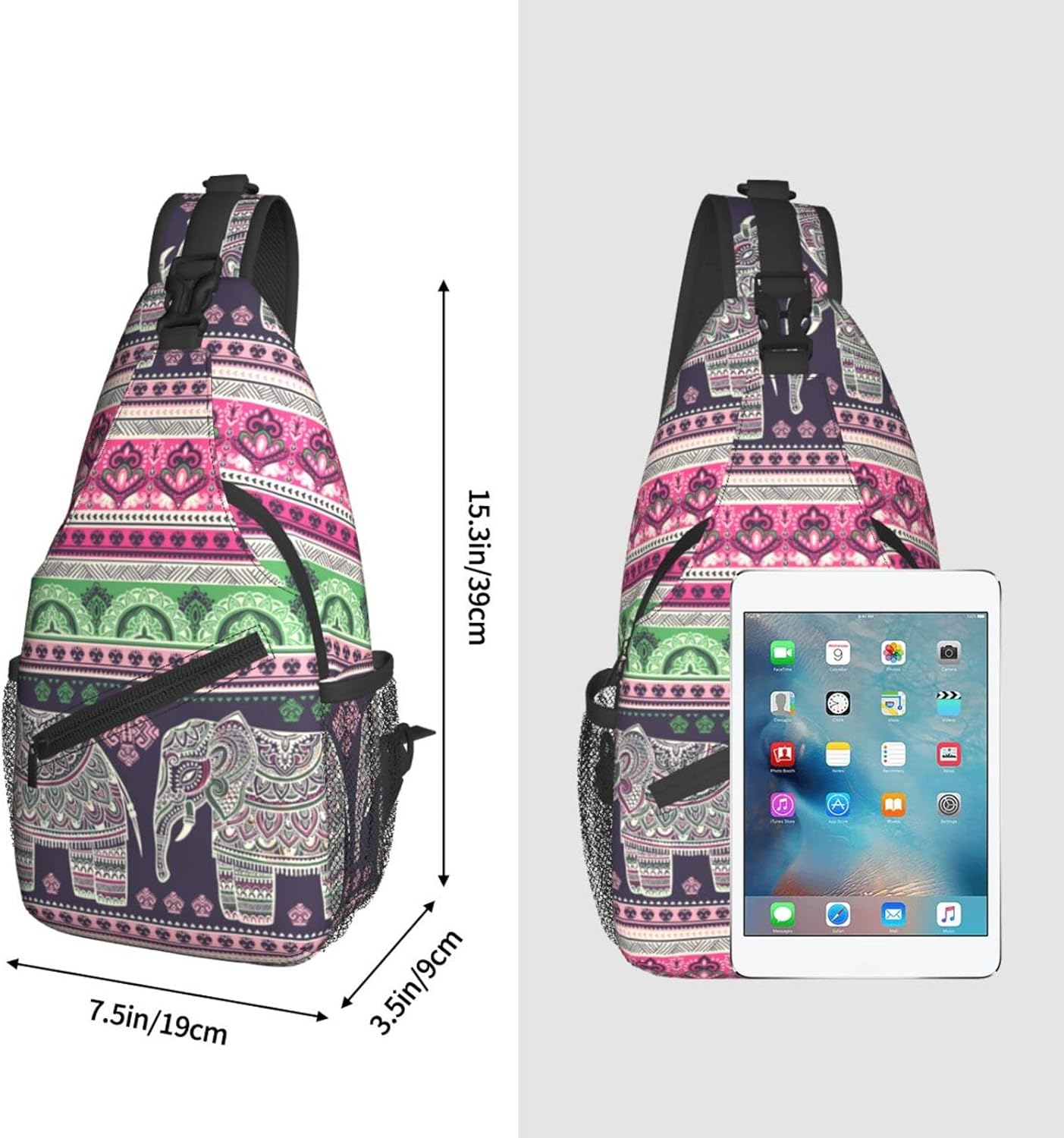 Elephant Sling Bag Crossbody Travel Hiking Chest Backpack Shoulder Daypack for Women Men