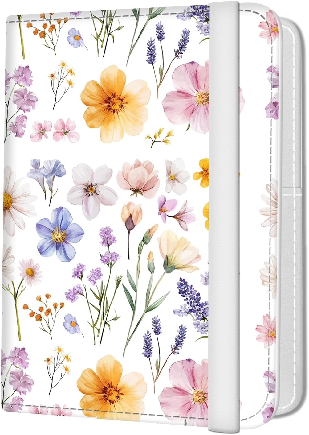 Passport Holder for Travel Essentials, Leather RFID Blocking Passport Wallet Cover Case, Cute Passport Book Holders for Women and Men Boho Colorful Flowers