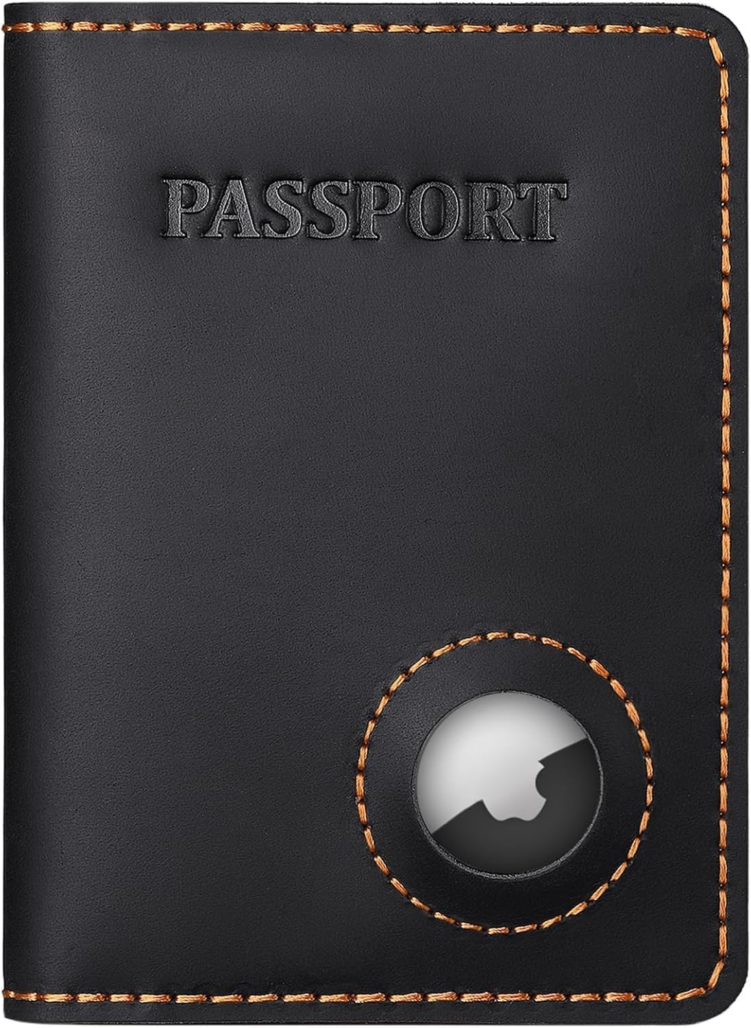 Real Leather Wallet Passport Vaccine Holder Combo Travel Organizer (Black)