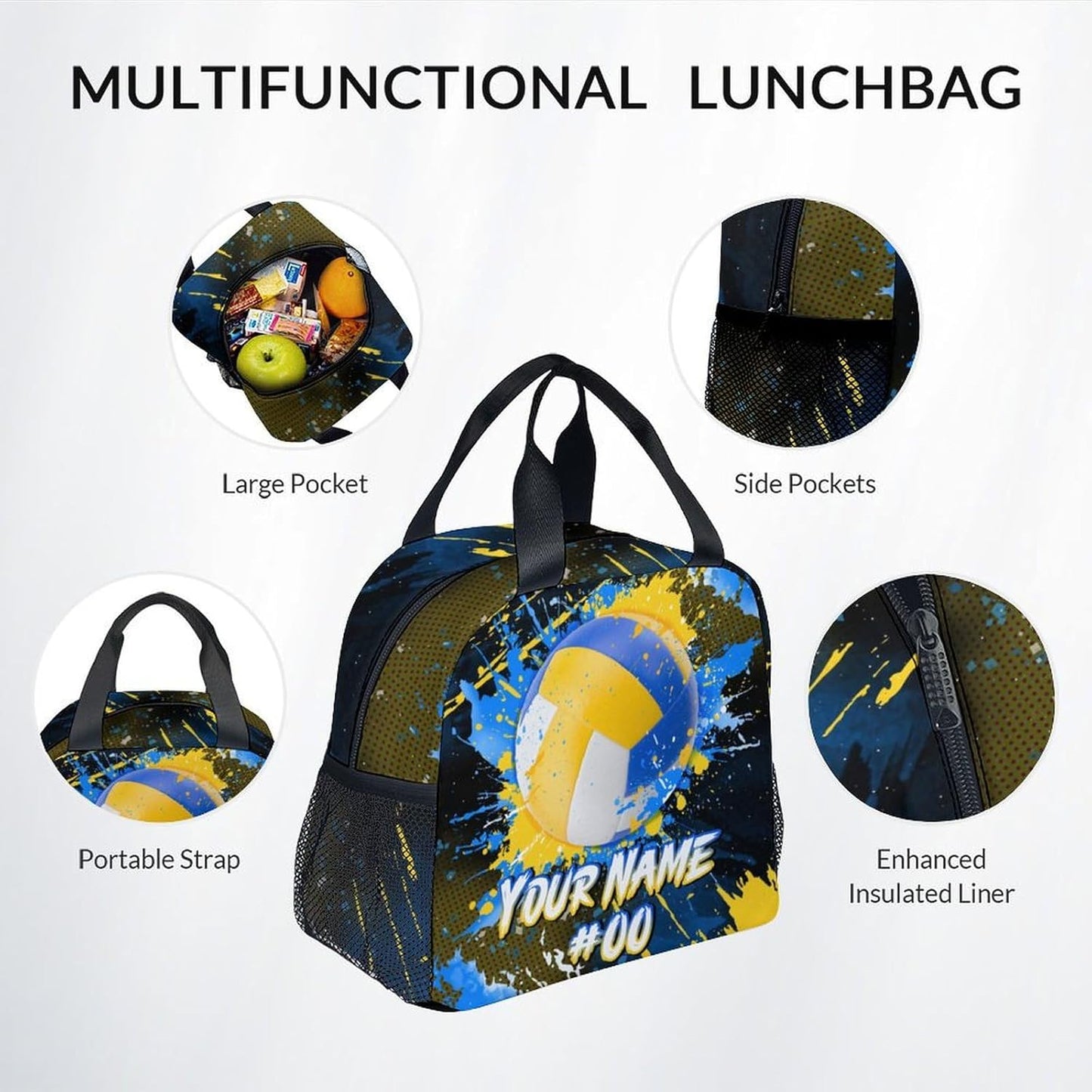COZYAURA Backpacks for School - Personalized Volleyball Backpacks Set for Girls Teens - Kids Bookbag for Elementary Middle School - Custom Sports Theme Back Pack with Lunch Box