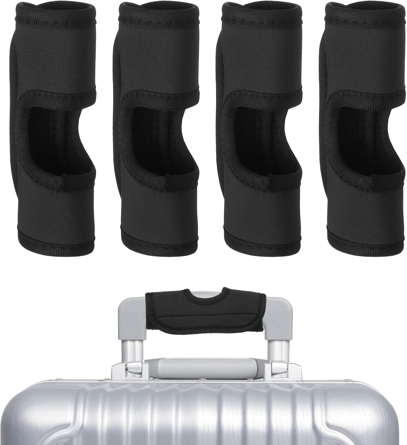 uxcell Luggage Handle Wrap, 4 Pcs Hollow Neoprene Handbag Grip Cover Protector Luggage Identifiers Suitcase Handle Wraps for Luggage Suitcase Travel Bags, Black