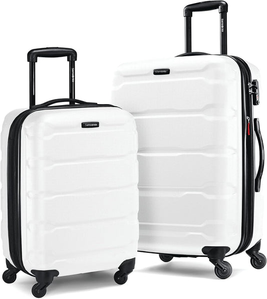 Samsonite Omni PC Hardside Expandable Luggage with Spinner Wheels, White, 2-Piece Set (20/24)