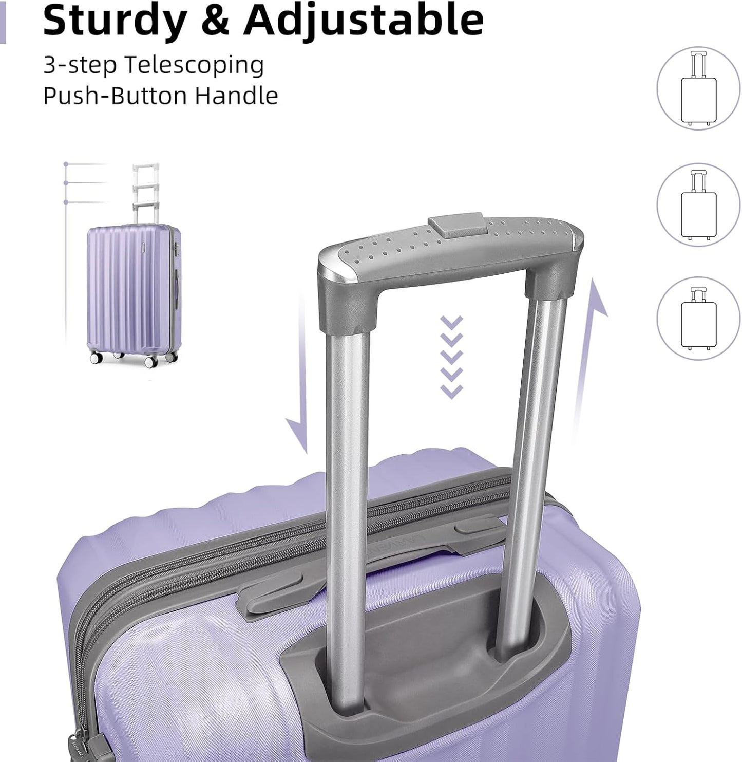 LARVENDER Luggage Sets 6 Piece, Expandable Luggage Hardshell Suitcases Set with Spinner Wheels, Lightweight Travel Luggage Sets Clearance with Cosmetic Cases, Lavender(12/14/18/20/24/28)"