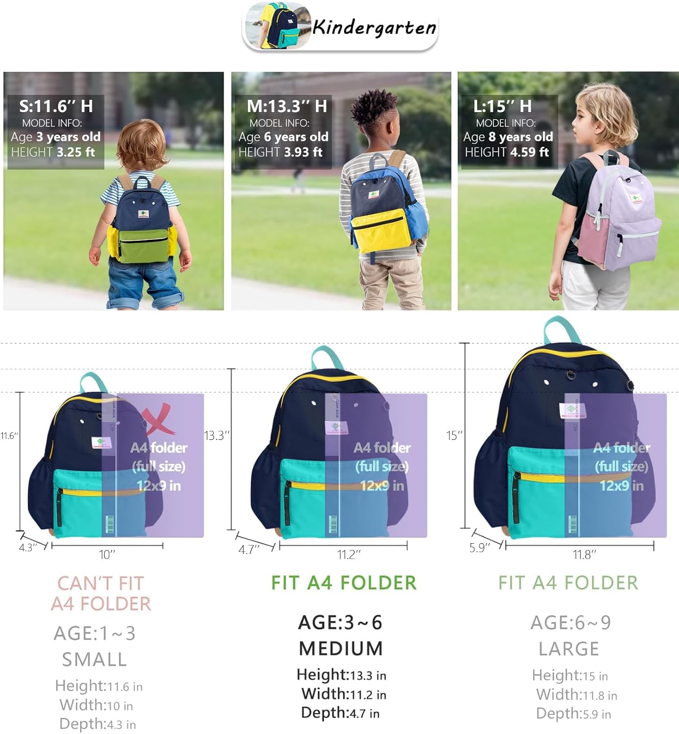 Kids' Backpacks for Girls & Boys - Kindergarten to Elementary School, 13" H, Ages 3-5