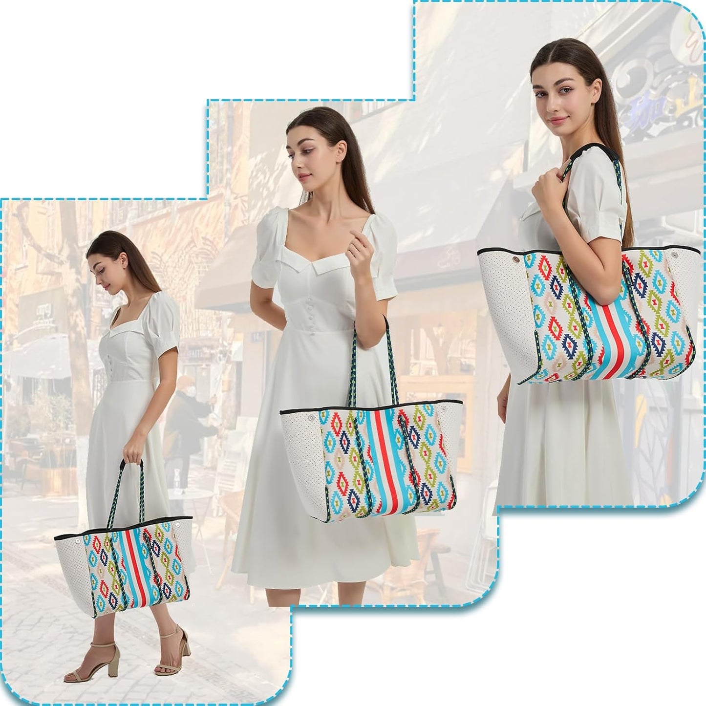 SUMARPO Neoprene Tote Bag, Large Multipurpose Beach Bag, Women Shoulder Bag for Shopping, Beach, Gym, Travel