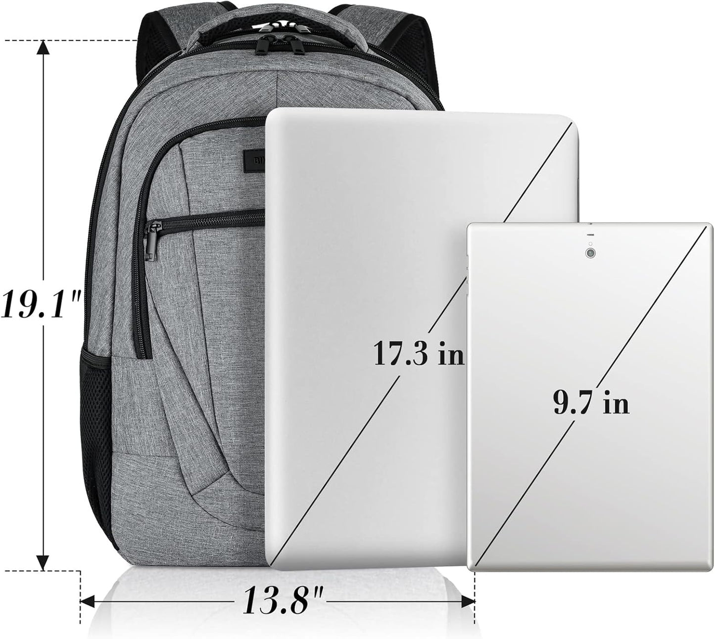 Travel Laptop Backpack, Backpacks for School College Teens, Business Anti Theft Slim Sturdy Backpack for Woman and Men with USB Charging Port, Adult Computer Work Backpack for 17 IN Laptop, Grey
