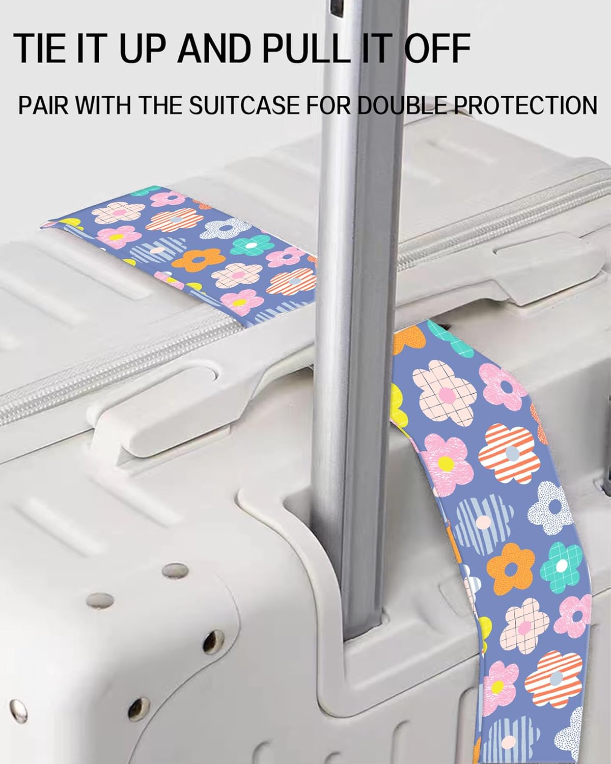 Luggage Straps for Suitcases, Adjustable Travel Belt, Durable Wide Luggage Strap, Cute Suitcase Strap Identifiers with Buckle, Bag Straps for Luggage, Colorful Cute Flowers