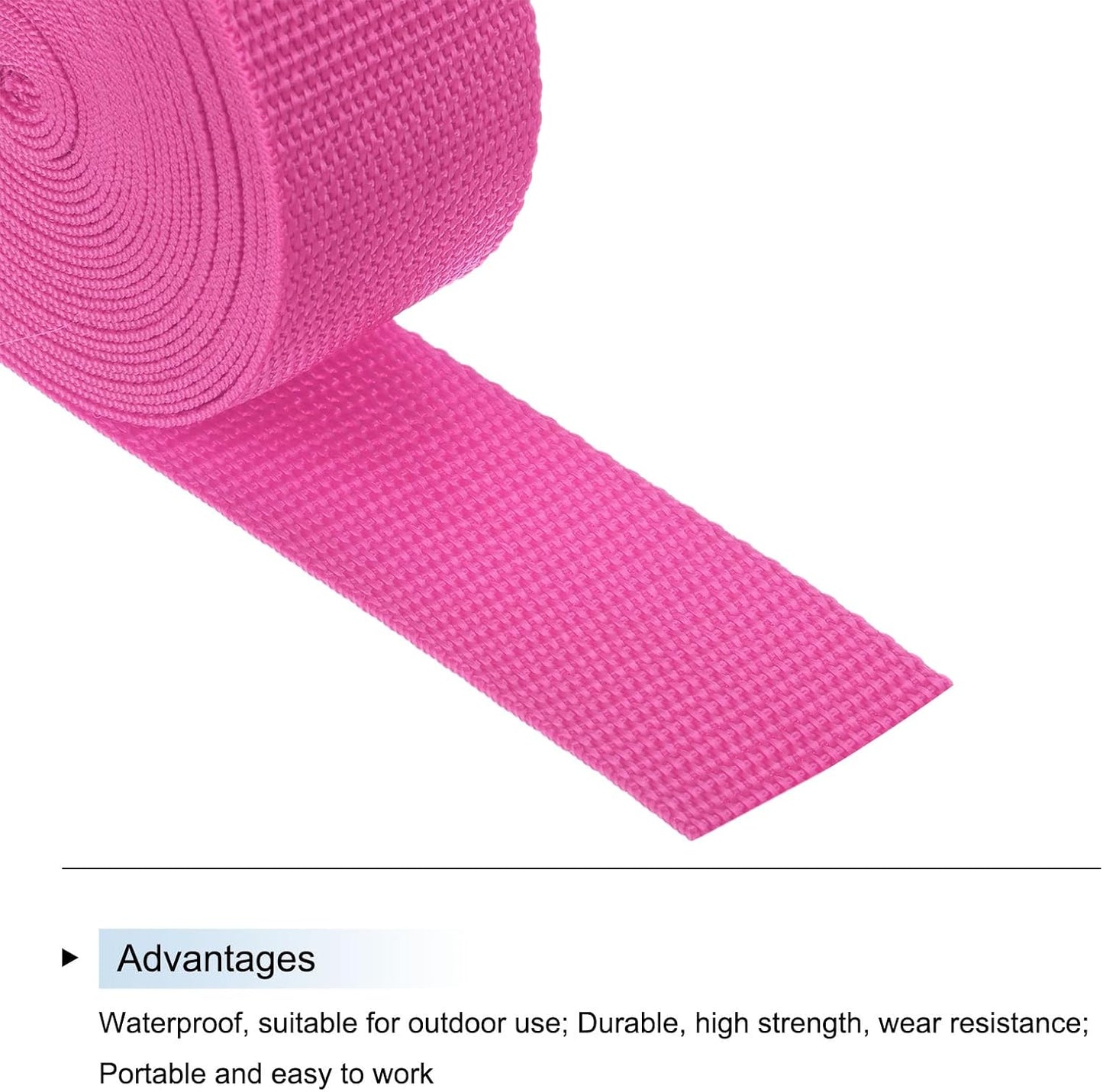 MECCANIXITY Lightweight Polypropylene Webbing Strap 1 1/2" 5 Yard Backpack Strapping Band Rose Red for Outdoor Luggage Cargo Straps