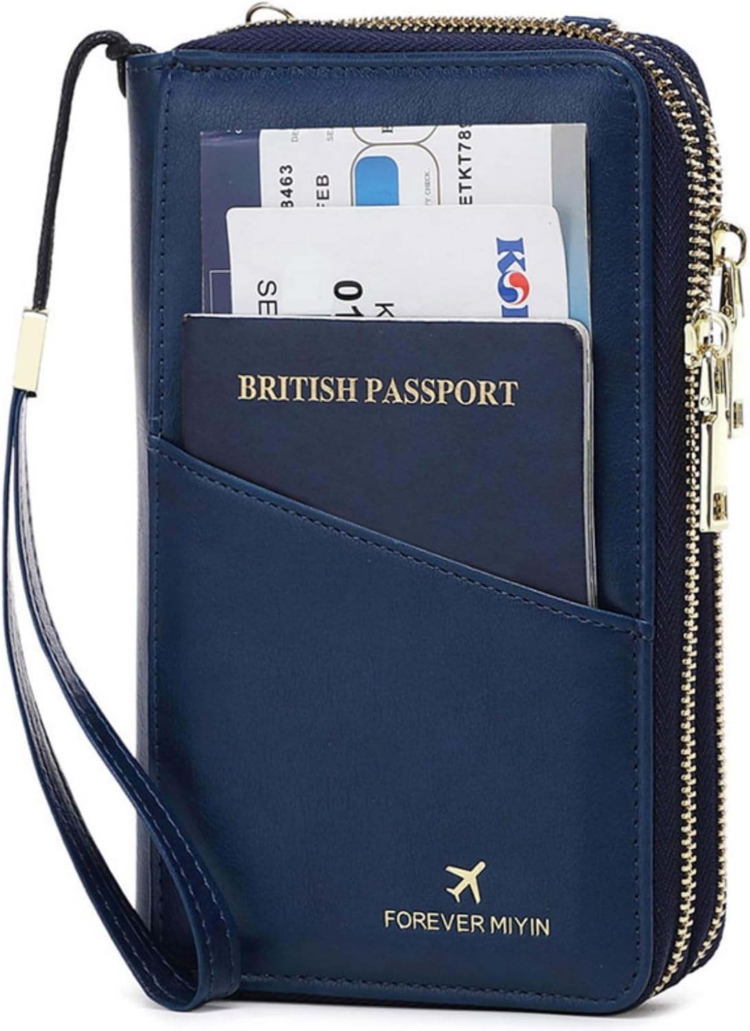 US-B Passport Wallet, RFID Blocking Passport Holder Large Capacity, Lightweight PU Document Organizer for Women (Royal Blue)