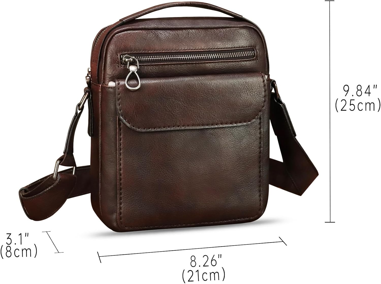 Genuine Leather Messenger Bag for Men Shoulder Crossbody Bag Vintage Man Purse Satchel Handbag