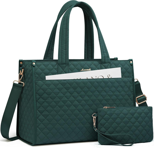 LOVEVOOK Laptop Tote Bag for Women,Canvas Work Tote Bag for Women with Clutch Purse,15.6 Inch Computer Briefcase Bag,Professional Teacher Business Office,Lightweight Shoulder Travel