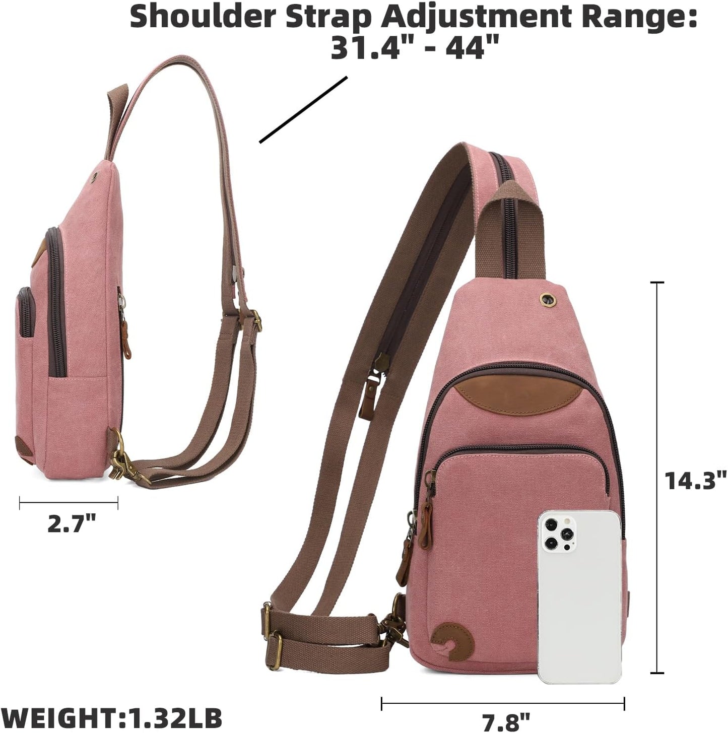 KL928 Canvas Sling Bag Crossbody Backpack Shoulder Casual Rucksack for Men Women,Rust Red