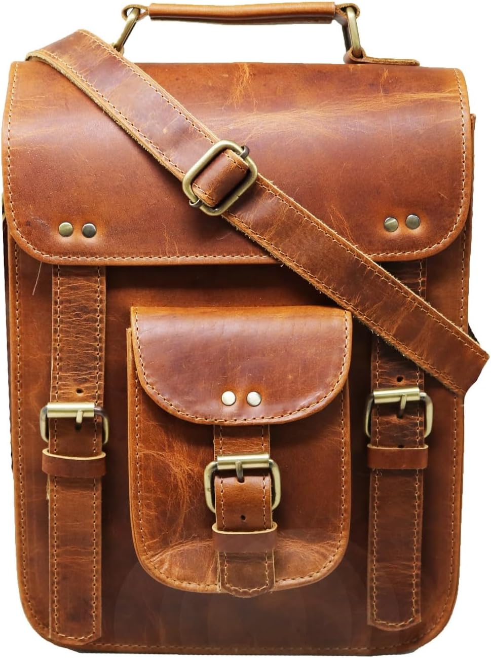 jaald Genuine Leather Messenger Bag Vintage Laptop Crossbody Bag Satchel Man Purse Shoulder Bag for man woman office bag