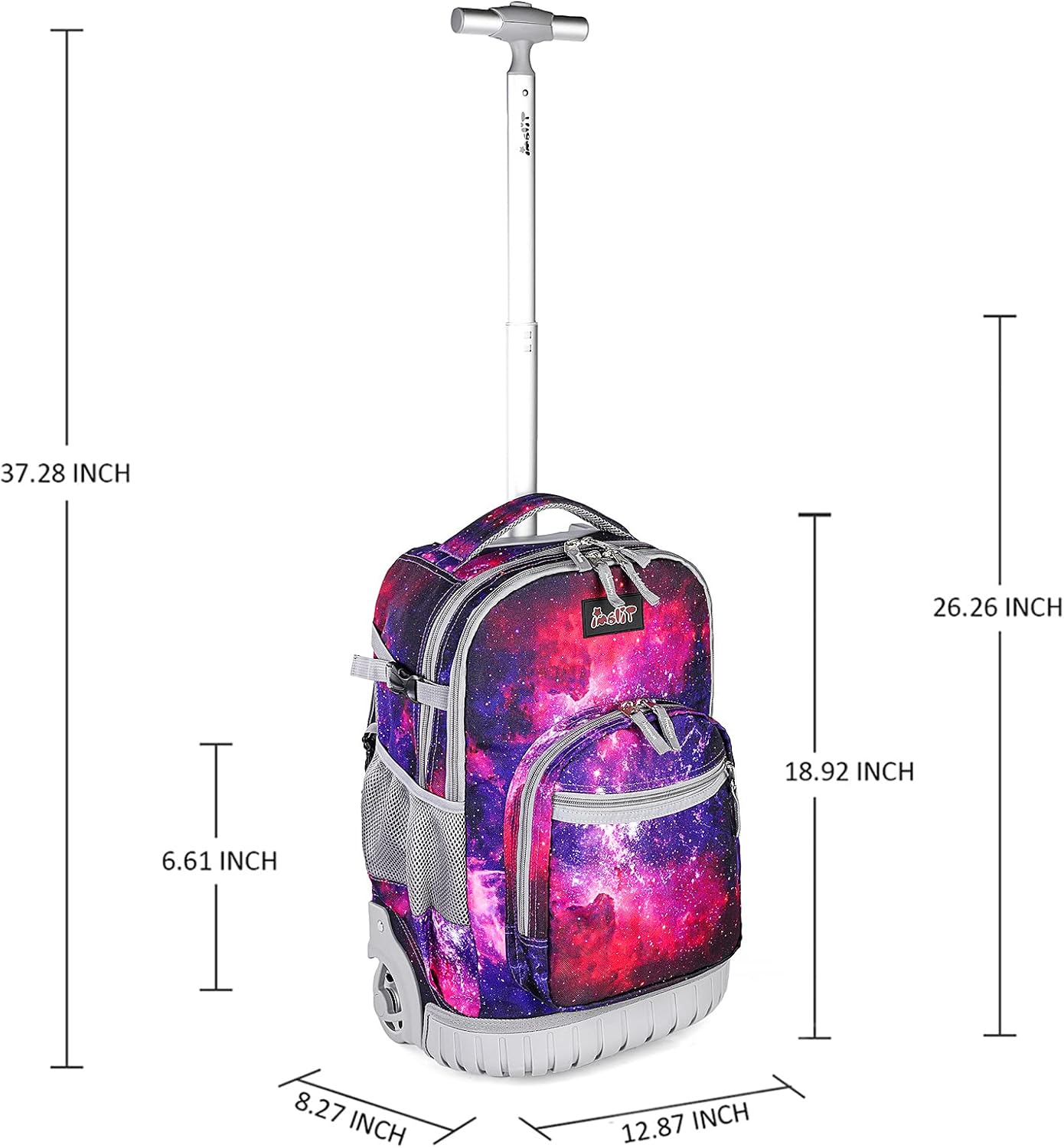 Tilami Rolling Backpack 19 inch with Lunch Bag Wheeled Laptop Backpack, Deep Red Galaxy