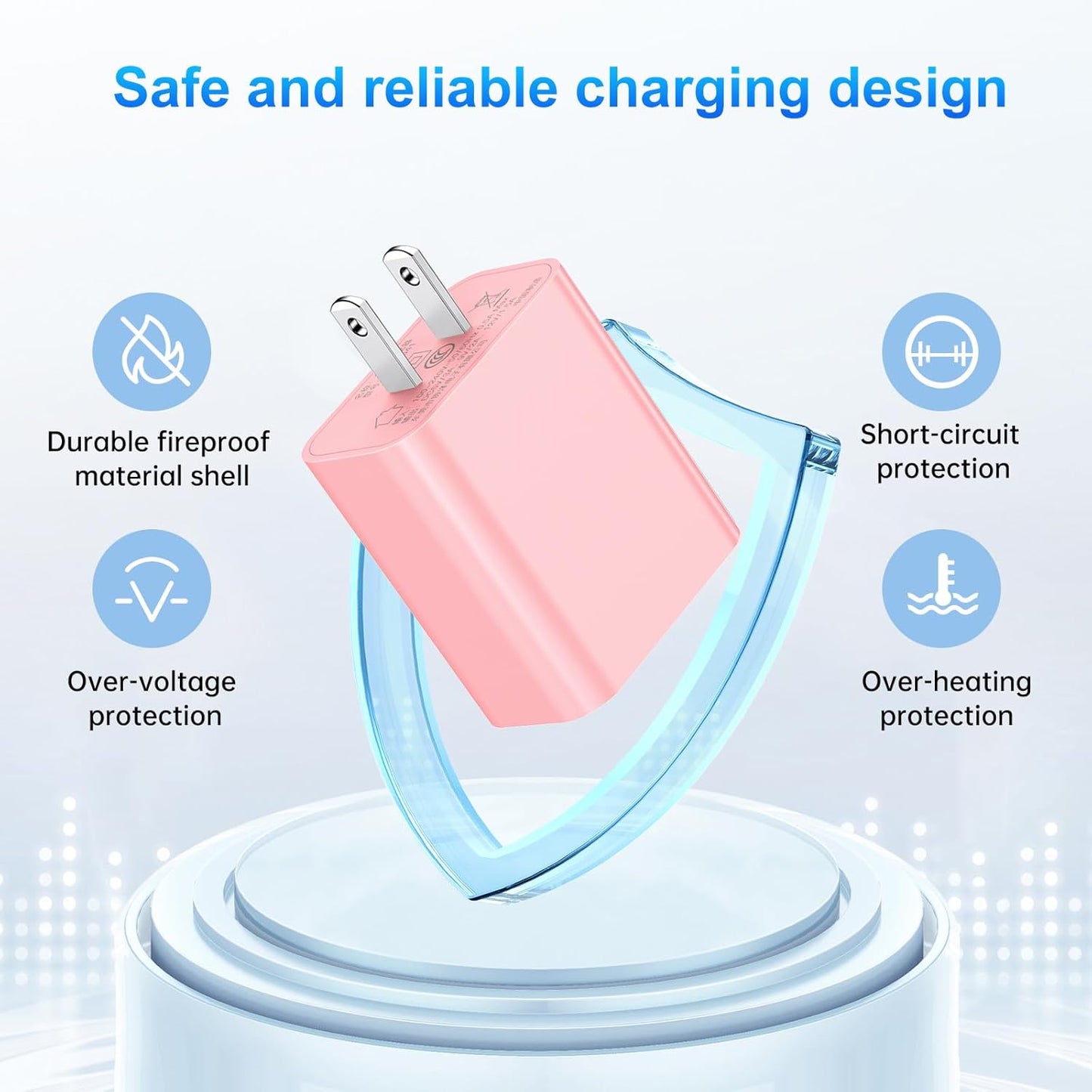 Dayaoncy Compatible with Phone Charger Fast Charging, 20W USB C Wall Charger with 3Pack 10FT, Phone Cable Fast Charging Compatible withi Phone 14/13/12/12 Pro Max/11 Pink