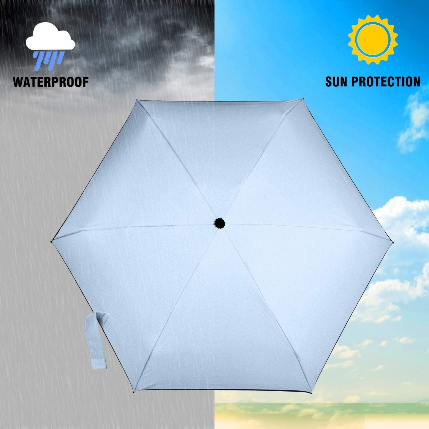 Small Travel Umbrella Compact for UV Protection Light Purse Size Umbrellas for Sun Rain Portable for Backpack