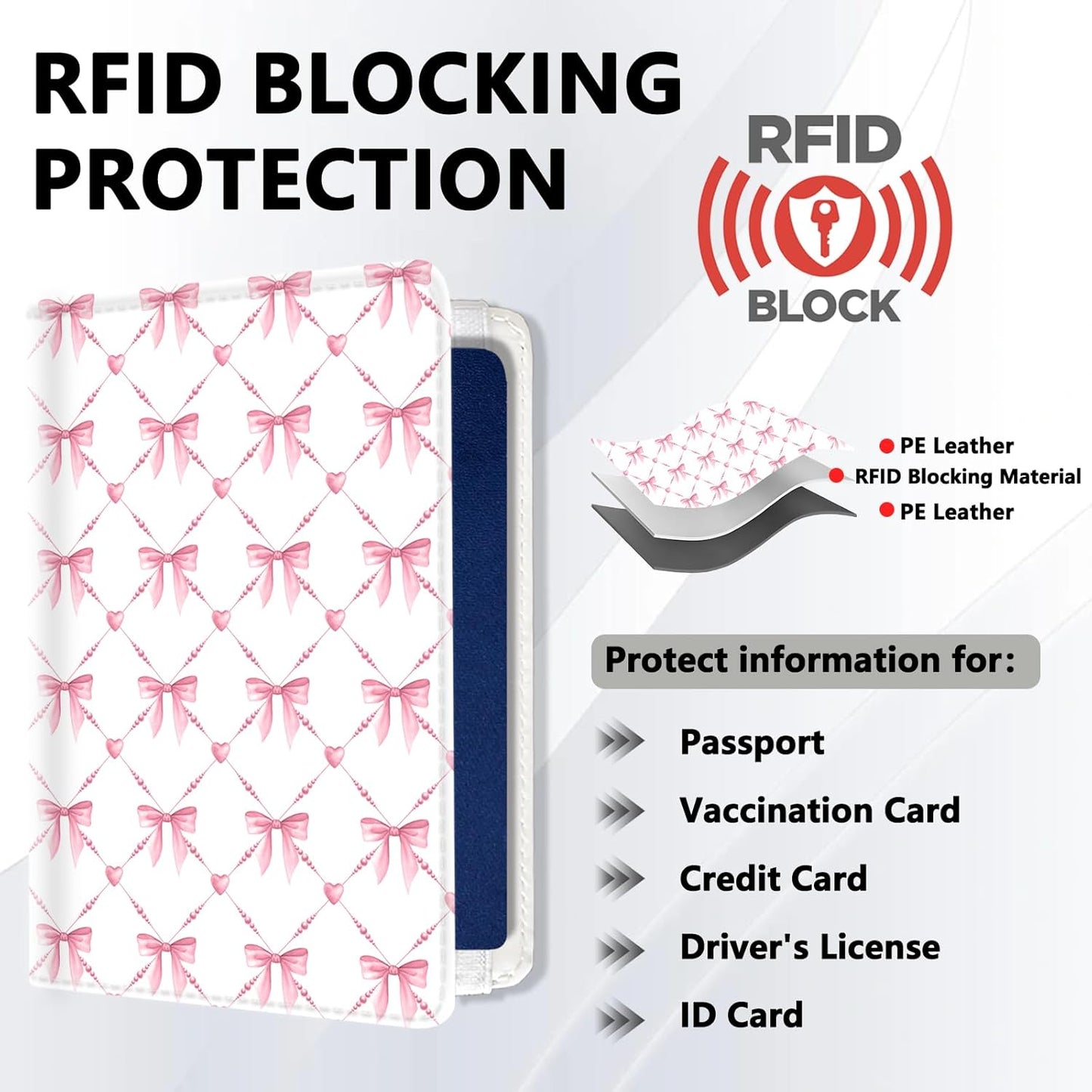 Passport Holder for Travel, Cute Passport Cover for Women Men, Waterproof PU Leather Rfid Blocking Passport Wallet with Credit Card Case for Travel Family, Boys Girls Travel Essentials