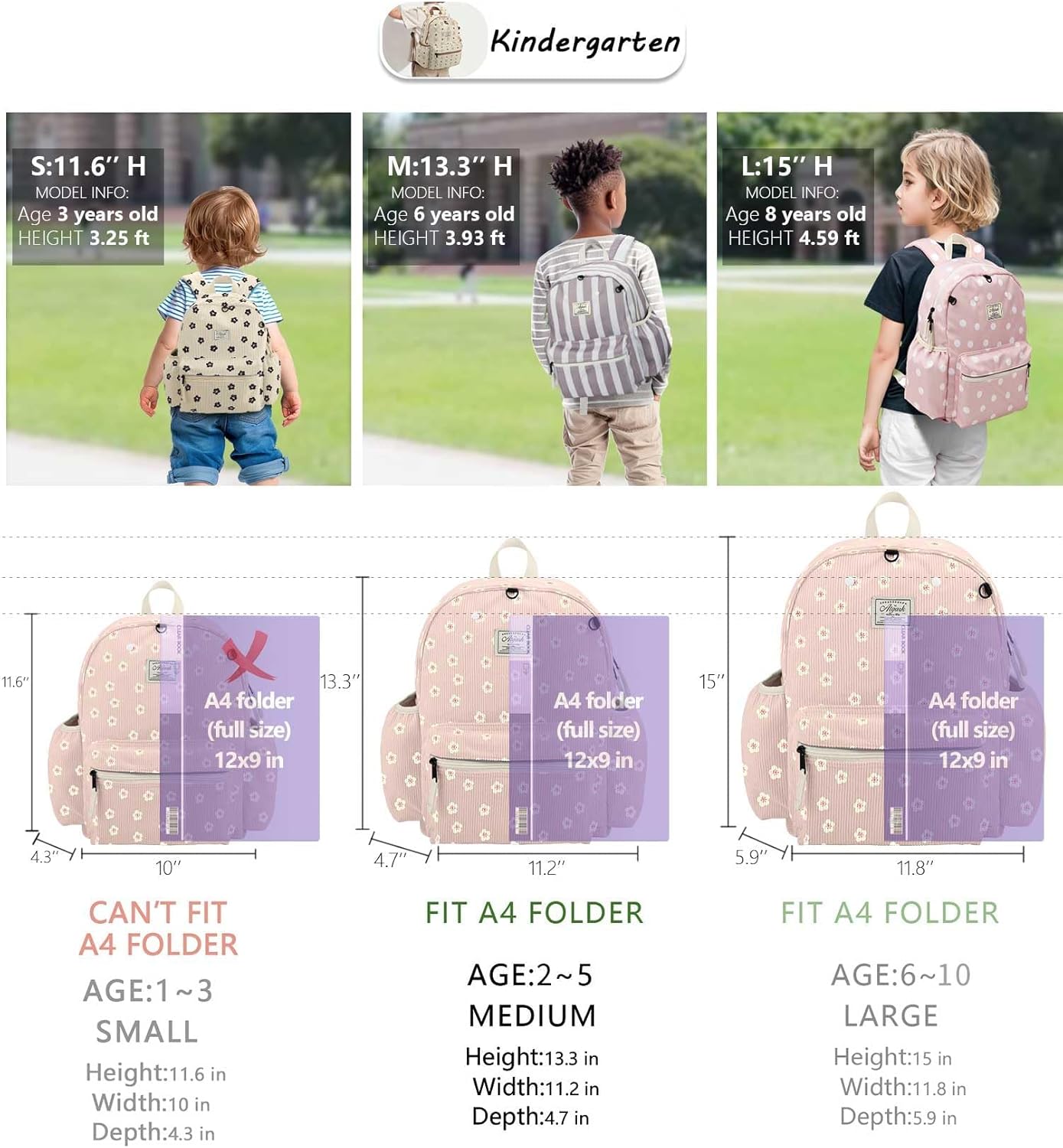 Corduroy Toddler Backpack for Boys 2-5: Preschool Backpacks for Girls - 13.5" H Fit Folder