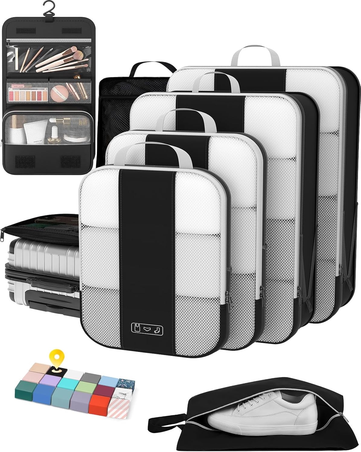 8 Set Compression Packing Cubes for Travel Essentials,Compressible Expandable Packing Cubes for