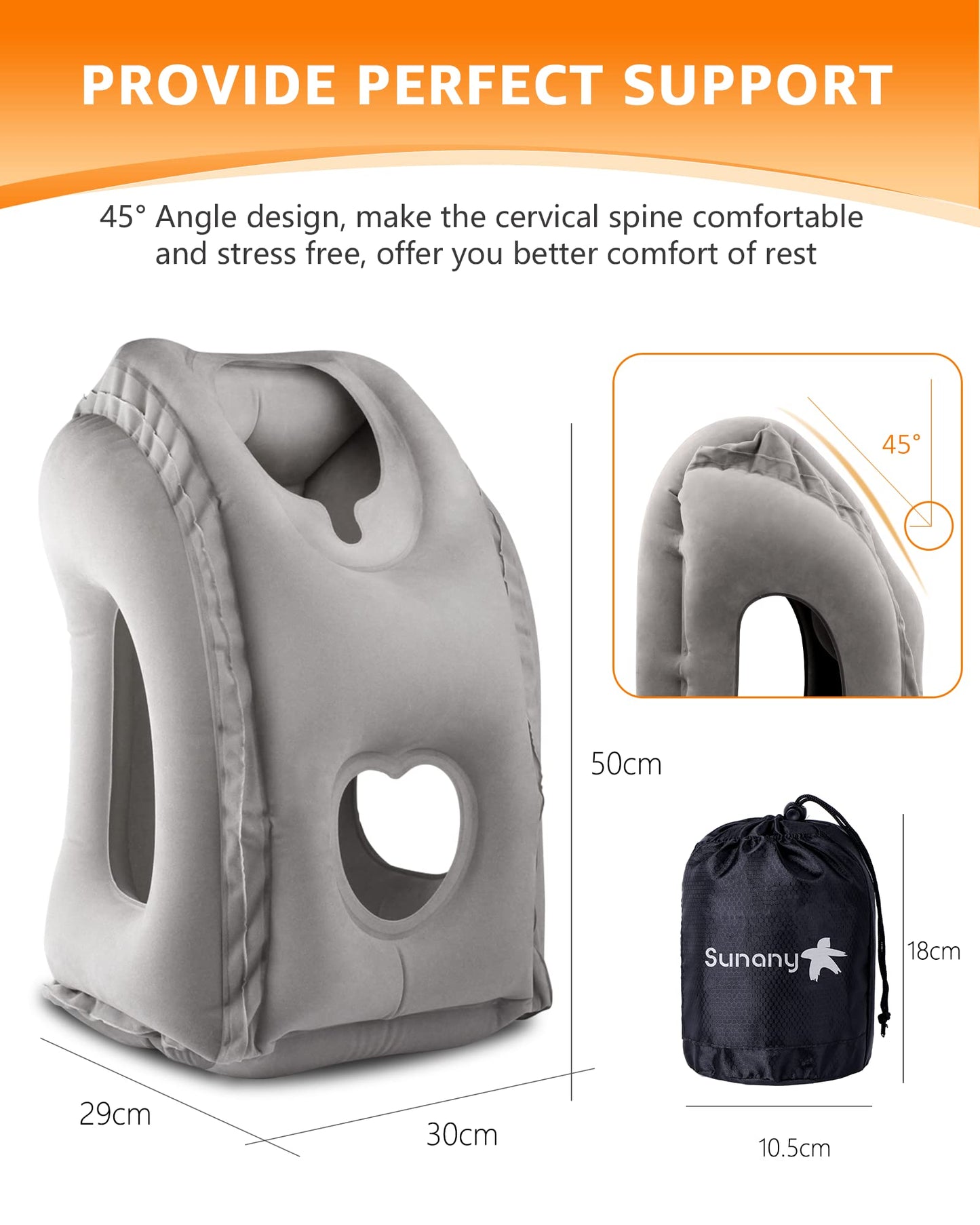 SUNANY Inflatable Neck Pillow Used for Airplanes/Cars/Buses/Trains/Office Napping with Free Eye
