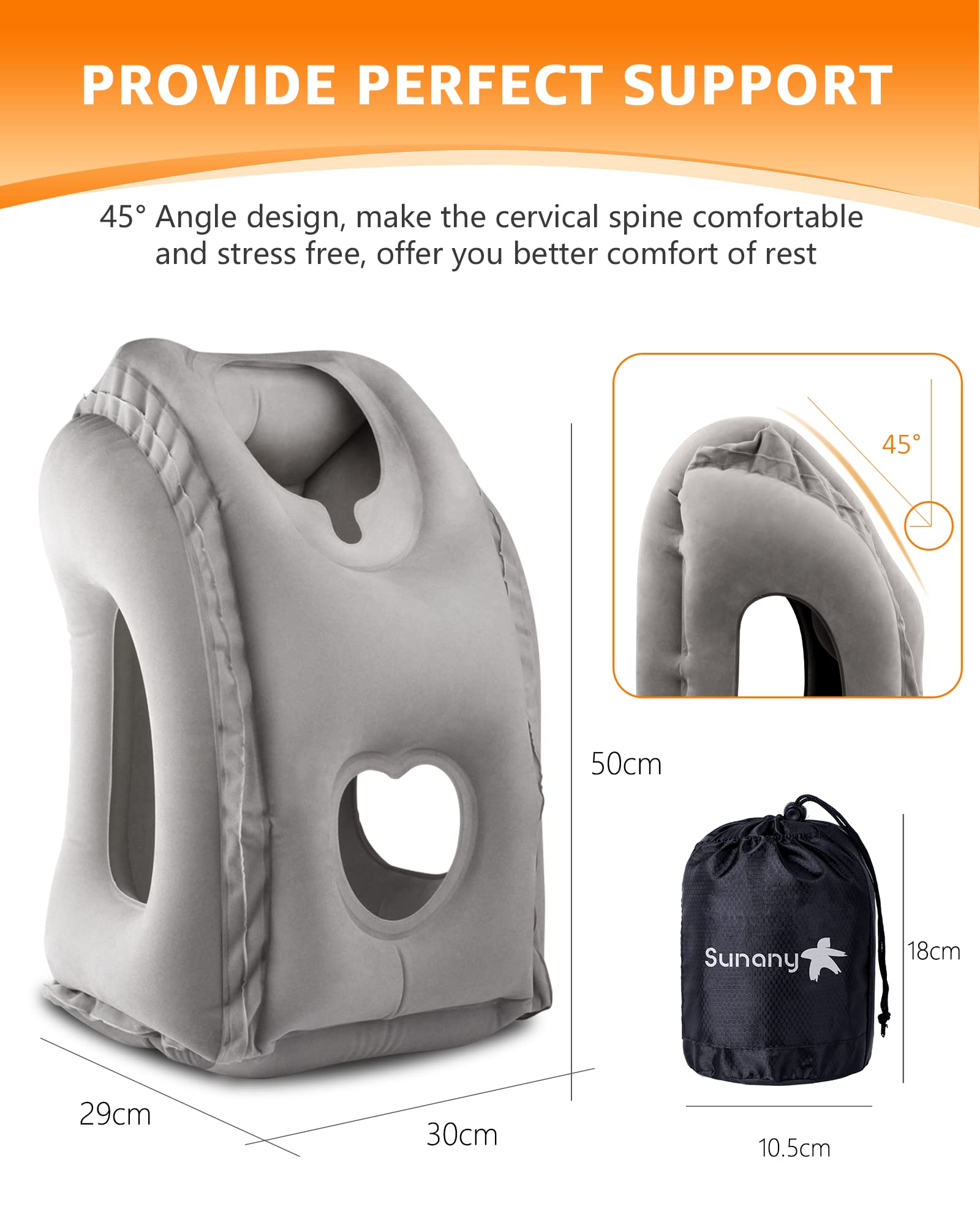SUNANY Inflatable Neck Pillow Used for Airplanes/Cars/Buses/Trains/Office Napping with Free Eye