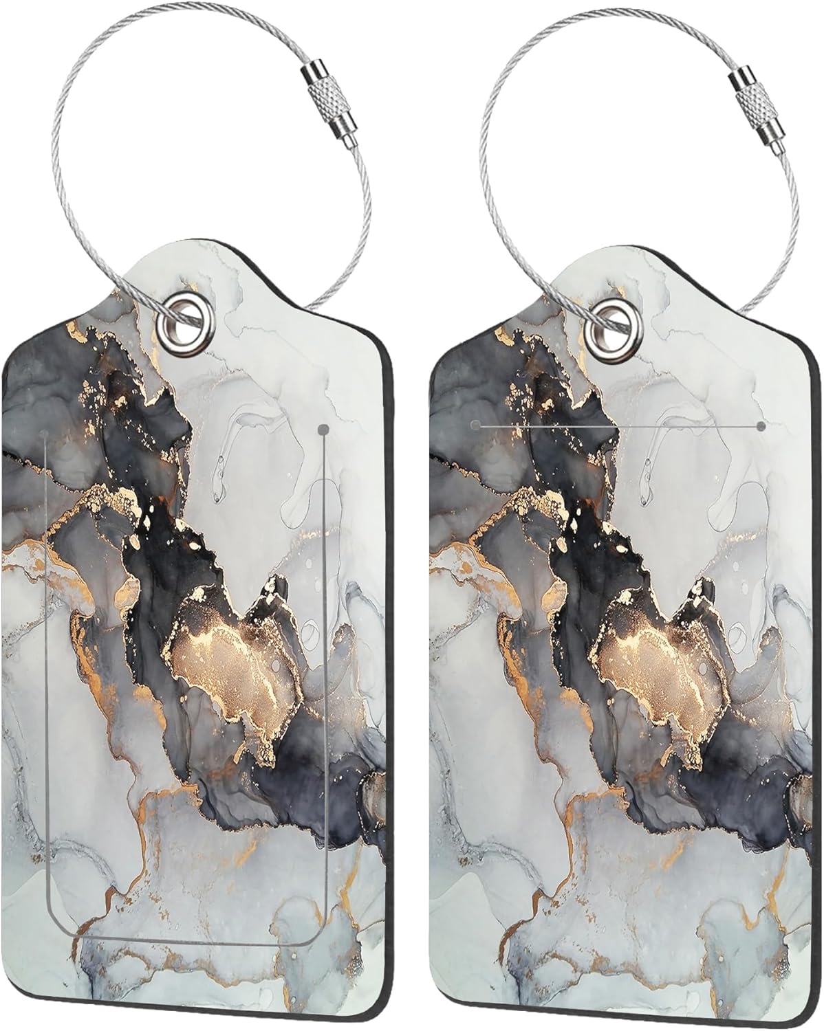 2 Pack Luggage Tag for Suitcase,Luxury Abstract Fluid Art PU Leather Suitcase Tags Identifiers with Privacy Name Address Labels and Durable Steel Loop for Women Men Travel