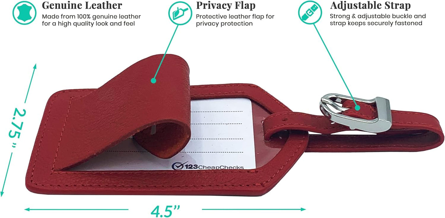 Personalized Monogrammed Red Leather RFID Passport Wallet and 2 Luggage Tags