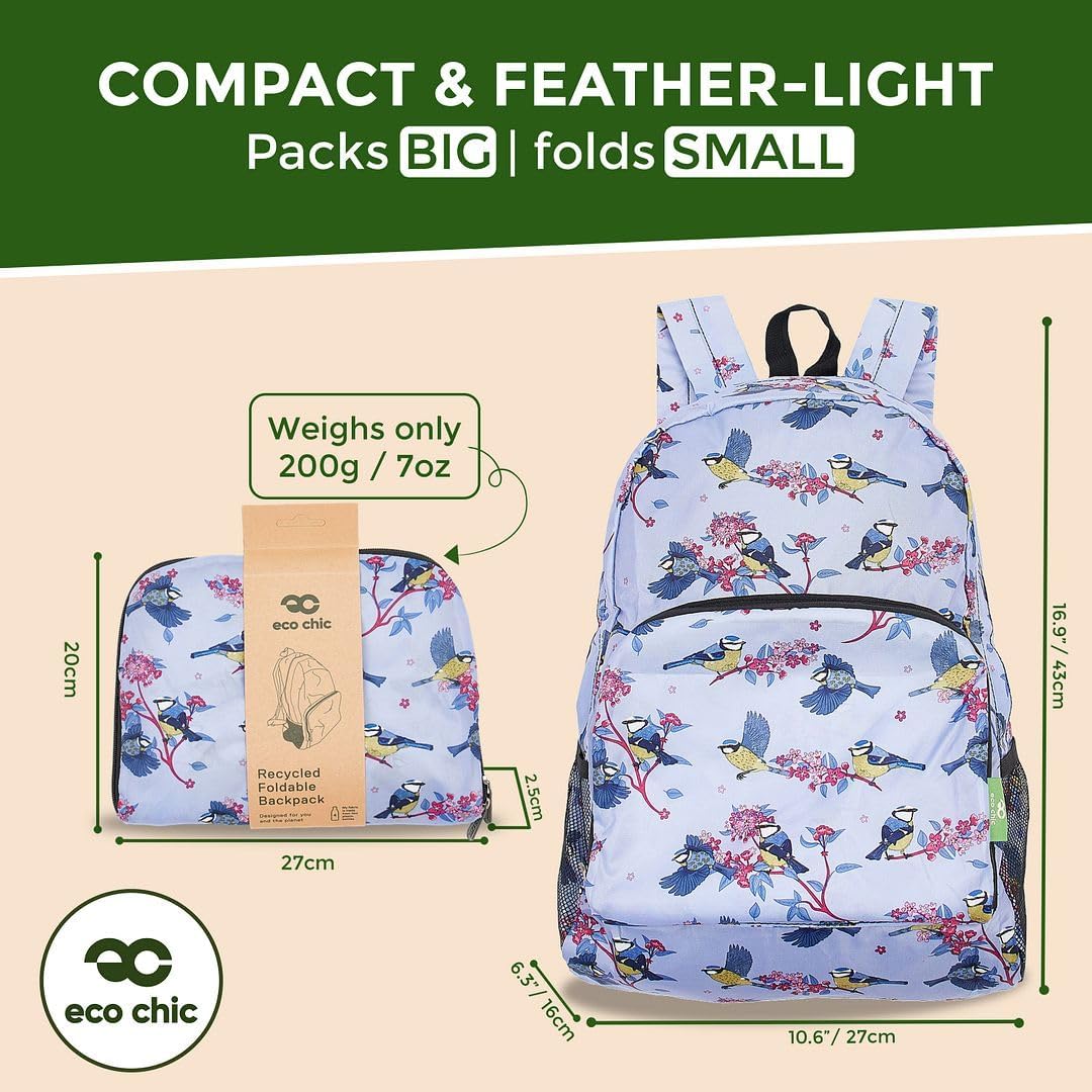 ECO CHIC Hiking Lightweight Packable Backpack - Foldable Daypack for Travel & Hiking & Outdoor