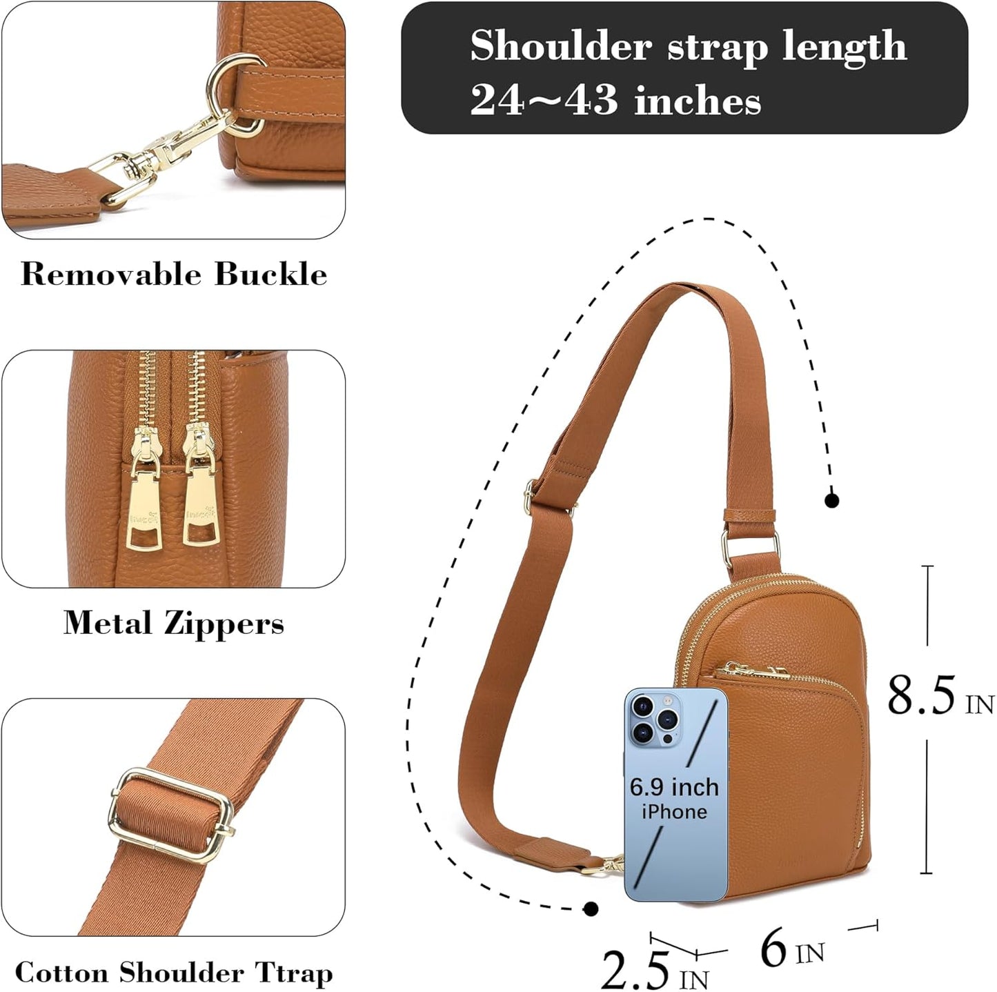 INICAT RFID Blocking Sling Bag Anti Theft Crossbody Bags for Women Travel Fanny Pack Cross Body for Woman Chest Bag