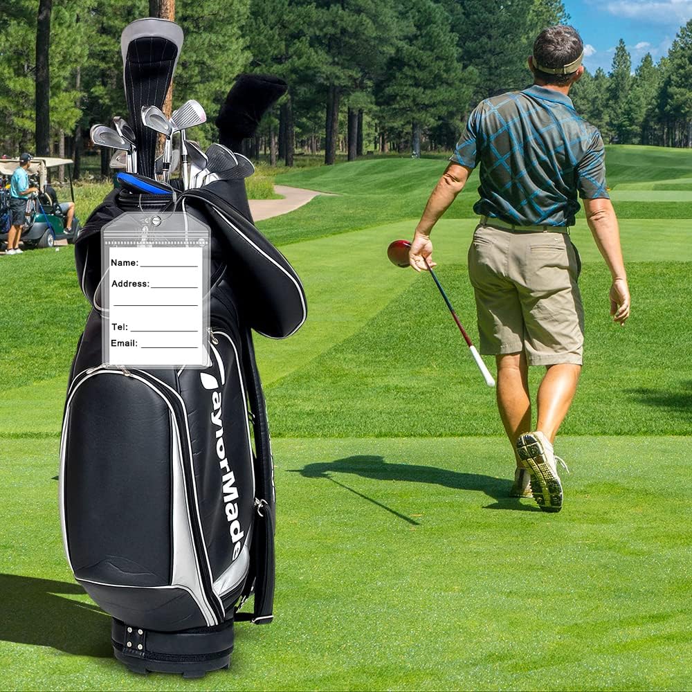 Extra Large Golf Luggage Tag 9" x 6 ", Shipping Label Holder for Golf Bag- Plastic Waterproof