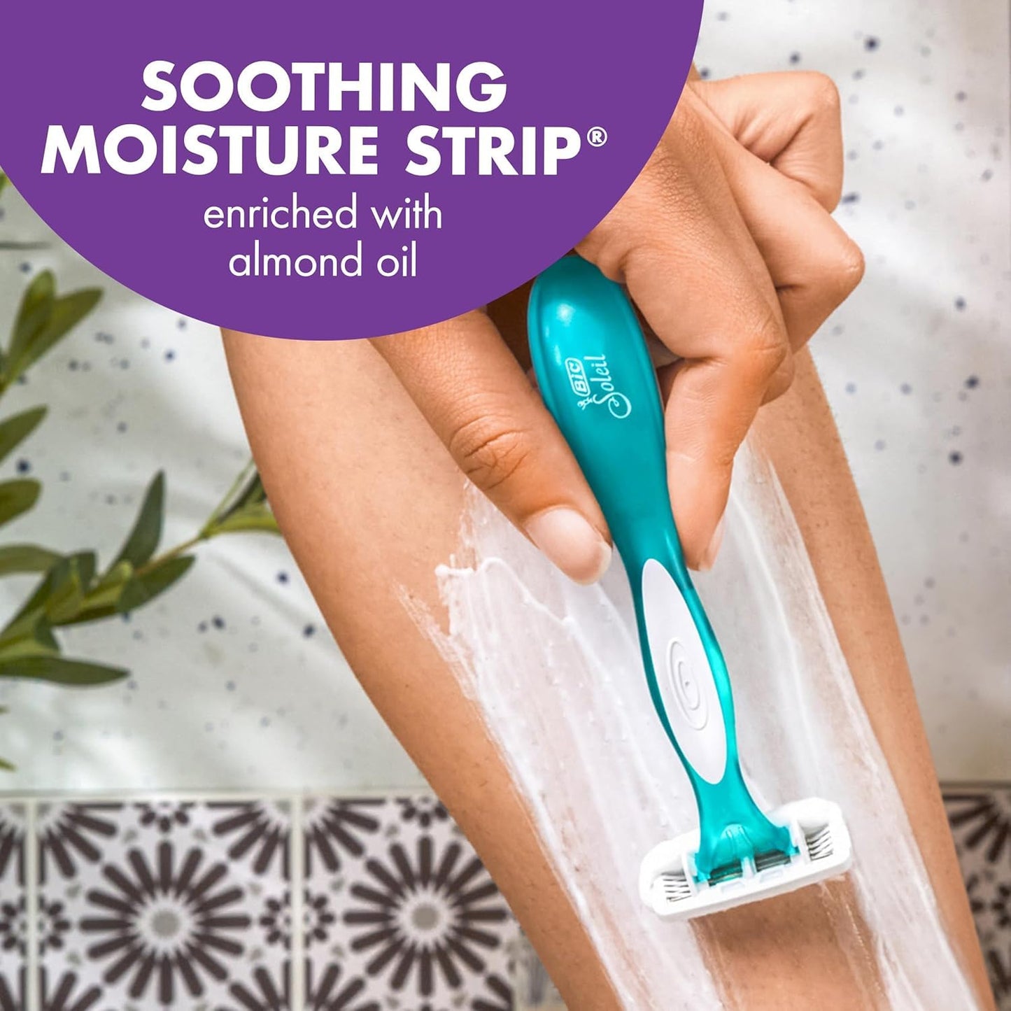 BIC Soleil 4 Escape Scented Women's Disposable Razors, 4 Blades, Comfortable Shave, Lavender & Eucalyptus Scented Handle Shaving Razors for Women, 12 Count