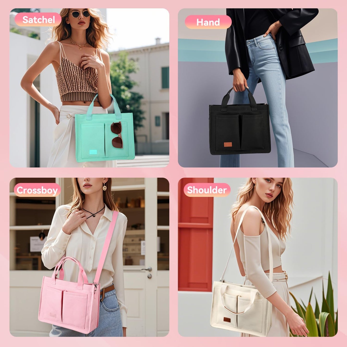 Voova Large Canvas Tote Bag for Women, Womens Laptop Work Bags Crossbody Purse Handbag Shoulder Travel Messenger Totes