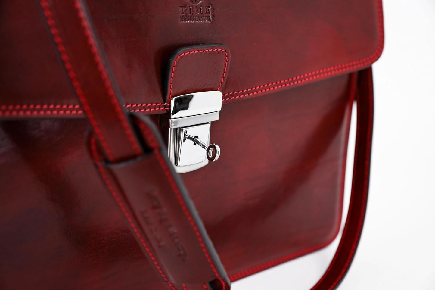 Time Resistance Leather Briefcase - Italian Handmade Leather Laptop Bag - Handbag for Men - Professional Computer Case