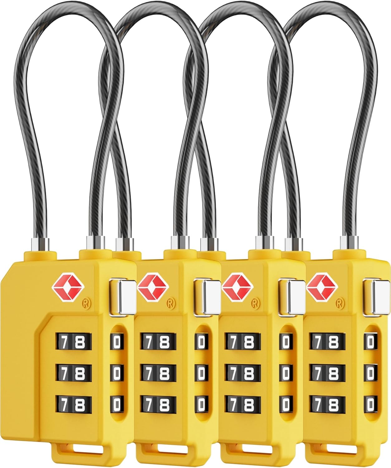 LUGGEX TSA Locks for Luggage, Suitcase Locks TSA Approved, Luggage Locks, Ease of Use & Durable(Yellow,4 Pack)
