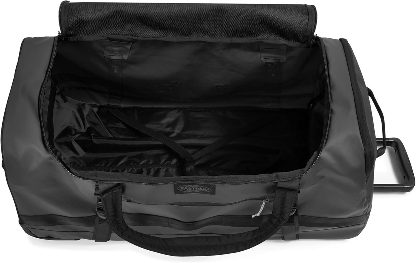 Eastpak Duffel Pack Wheel L – 90L Wheeled Duffel with Telescopic Handle, Convertible Backpack Straps, Weatherproof Finish & Gear Loops
