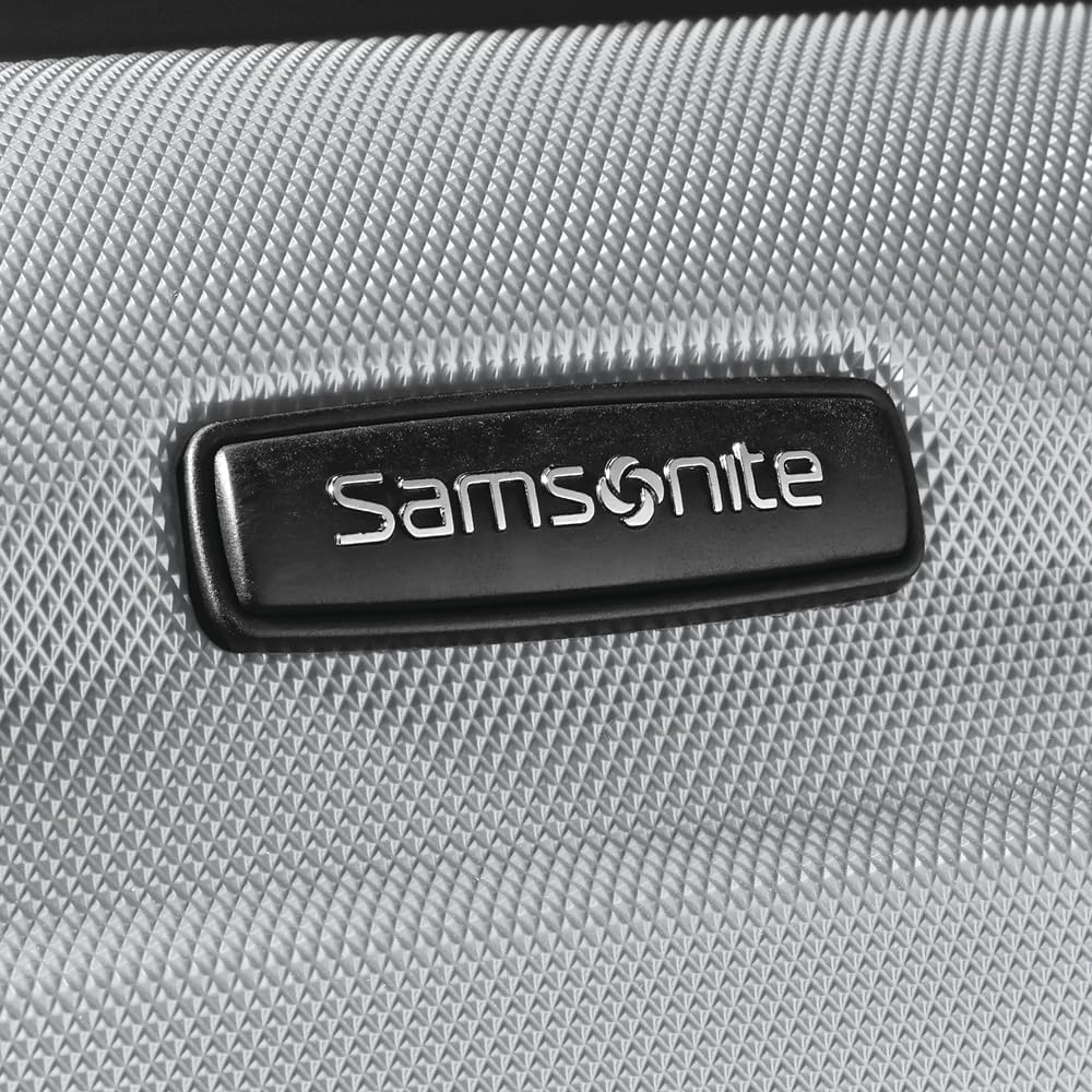 Samsonite Omni PC Hardside Expandable Luggage with Spinner Wheels, Silver, Checked-Medium 24-Inch