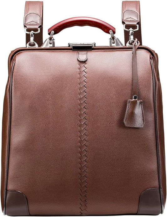 Lizard Men's Vertical Doctor Bag, Toyooka Kaban, Made in Japan