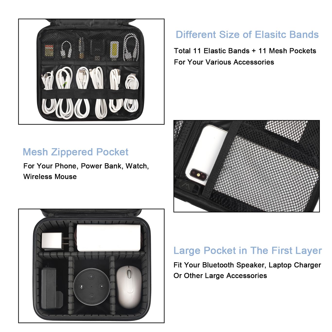 MATEIN Cable Organizer Bag, Travel Electronic Storage Cord Organizer Box