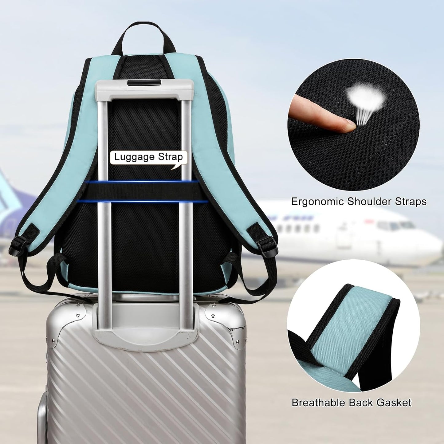 Backpack for School Teen Boys & Girls, Lightweight Casual Backpacks for Men and Women, Classic Basic Water Resistant Casual Daypack Fit 15.6 Inch Laptop, Teal