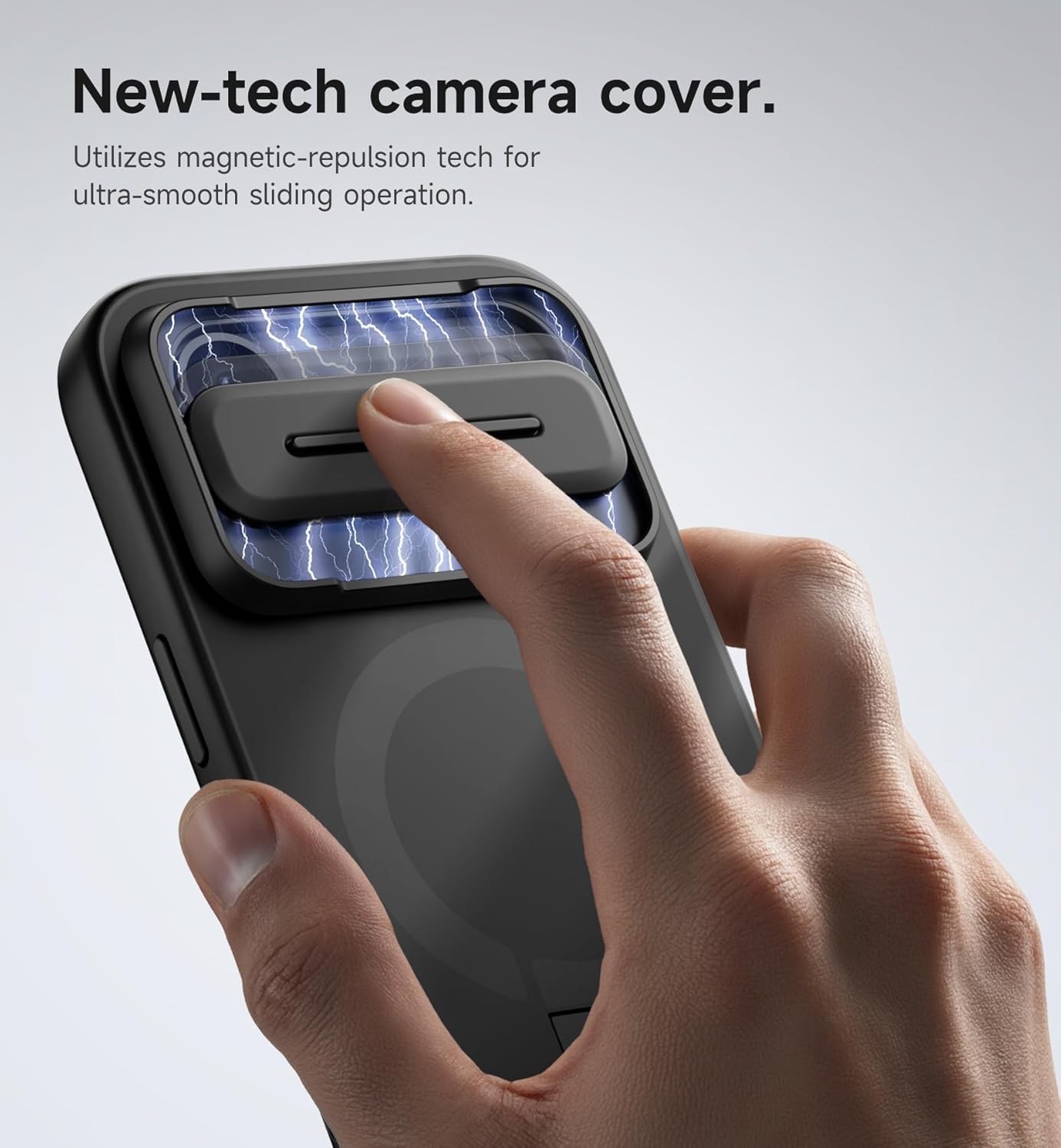 SURITCH for iPhone Air Case with Camera Control Cover, Camera Slide Cover and Adjustable Kickstand, Compatible with MagSafe, Shockproof Bumper Protective Cases for iPhone 17 Air 6.5 Inch, Black