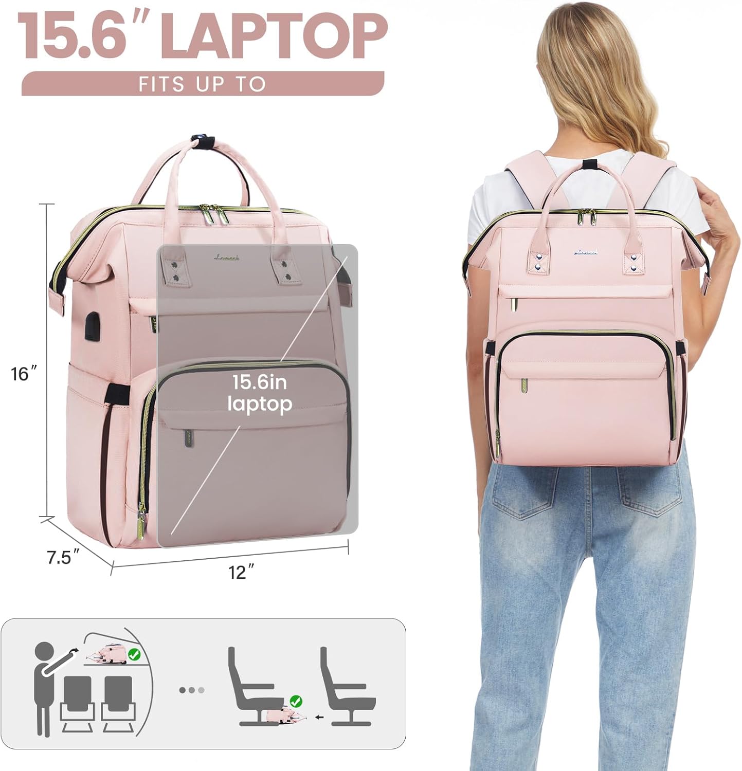 LOVEVOOK Laptop Backpack for Women,15.6 Inch Professional Womens Travel Backpack Purse Computer