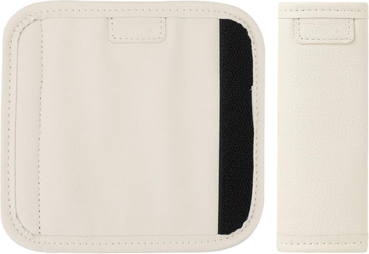 KINIVA 2 Pack Set White Vegan Leather Luggage Handle Wraps, Luggage Identifiers, Travel Accessories