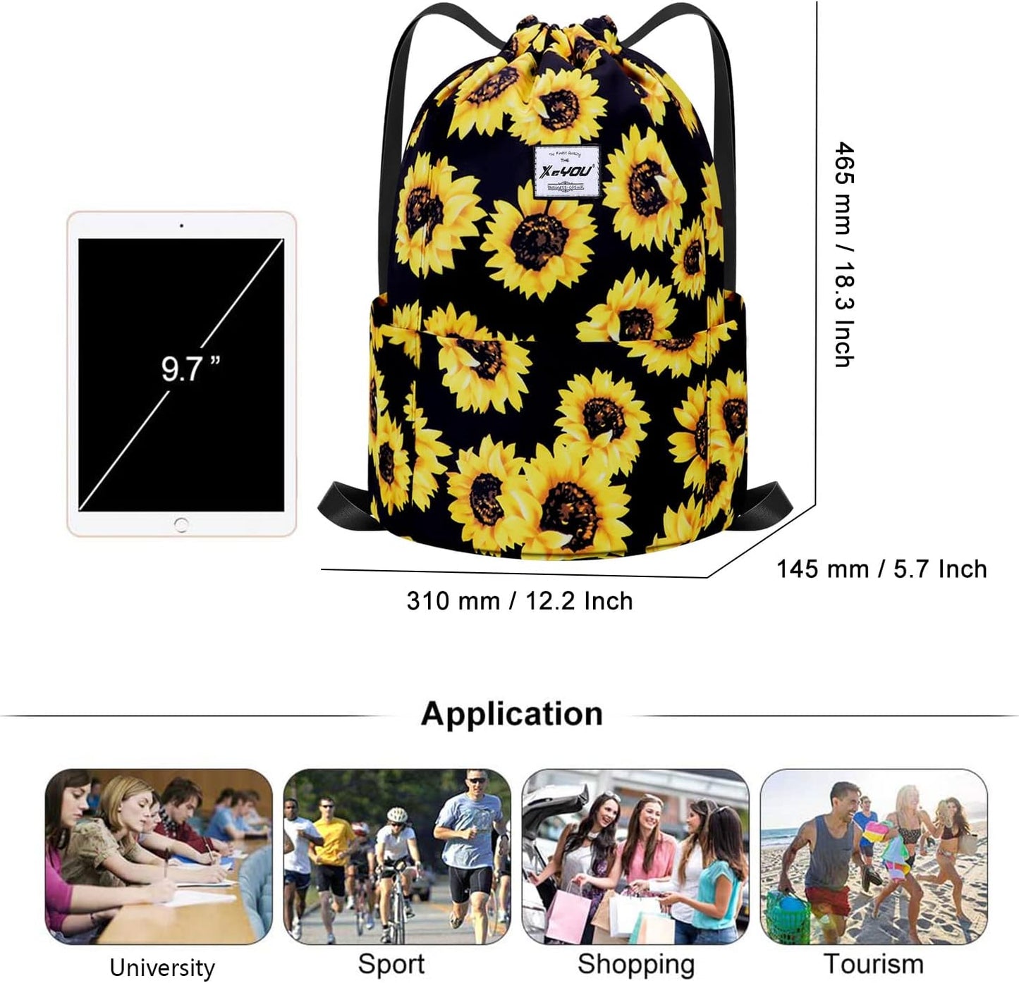 XEYOU Drawstring Sports Backpack Lightweight Gym Yoga Sackpack Shoulder Rucksack Casual Outdoor Daypack for Women and Men