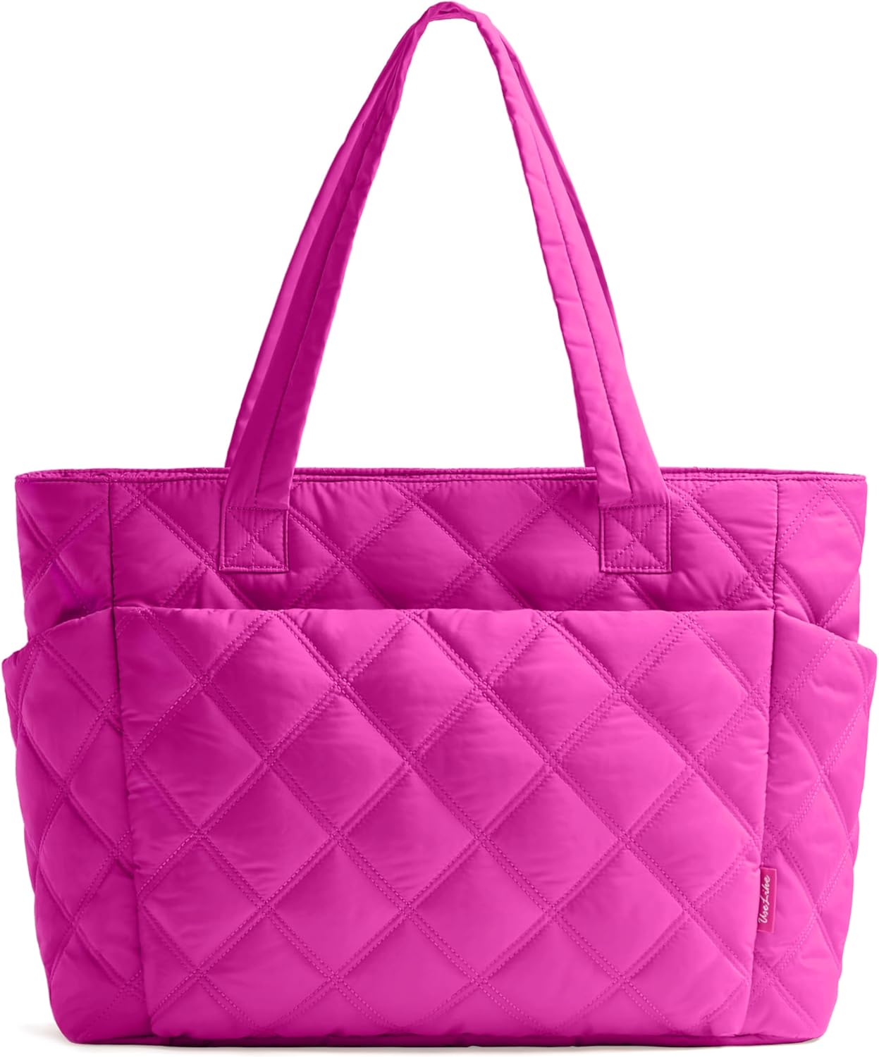 Tote Bag for Women, Lightweight Puffer Tote Work Bags with Compartments for Travel, Quilted Shoulder Bag with Zipper