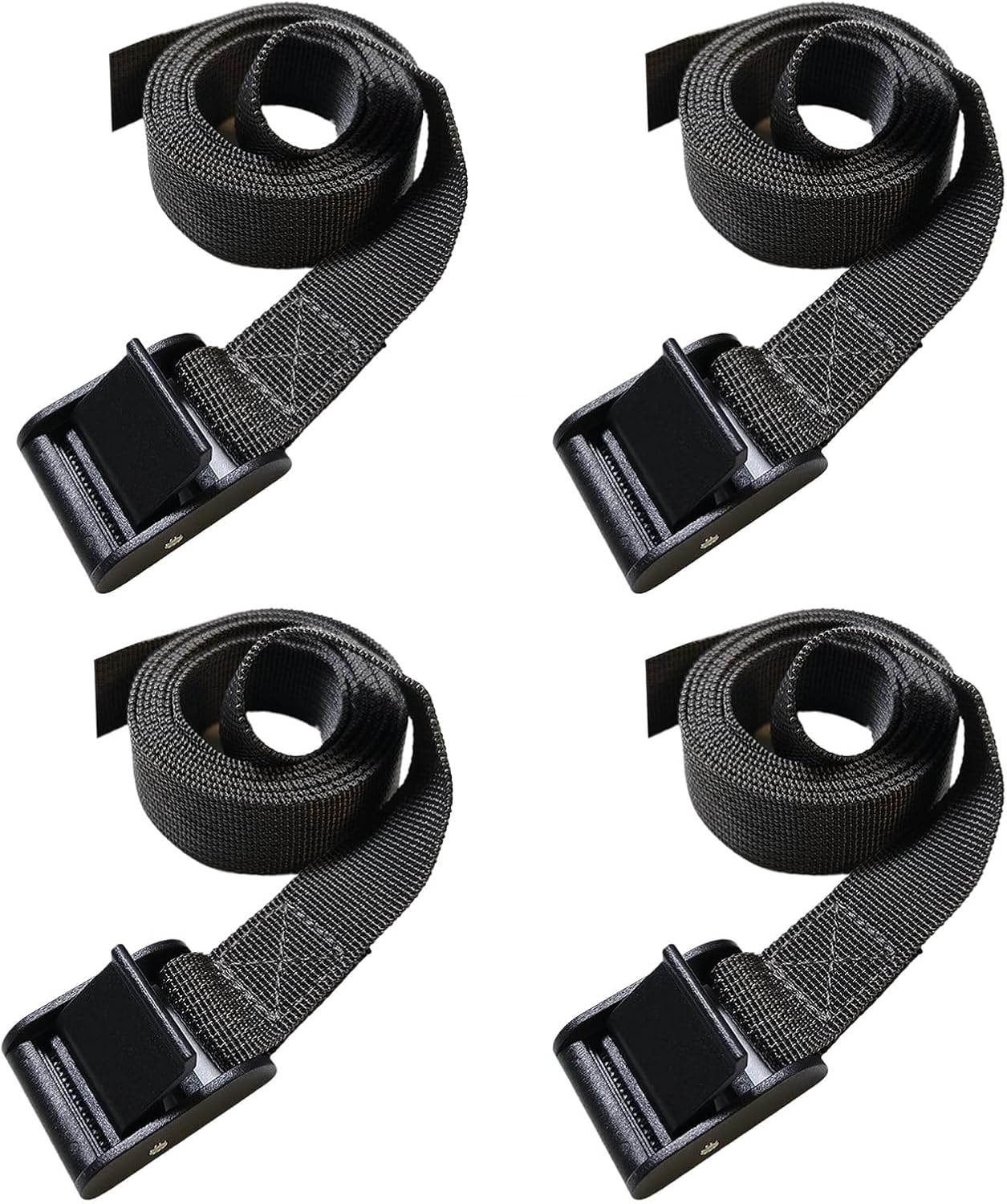 4PCS Tie Down Straps, 1 inch Wide Lashing Straps with Buckles, Adjustable Cam Buckle Cinch Straps Suitable for Motorcycle, Cargo, Trucks,Trailer,Luggage, Car Roof Rack (Grey, 1"*4')
