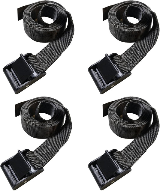 Lashing Straps with Buckles,4 Pcs Lashing Ratchet Straps,Adjustable Cam Buckle Cinch Straps for Trucks, Moving, Storage, Luggage & Cargo Securing (Grey, 1 * 3.3)